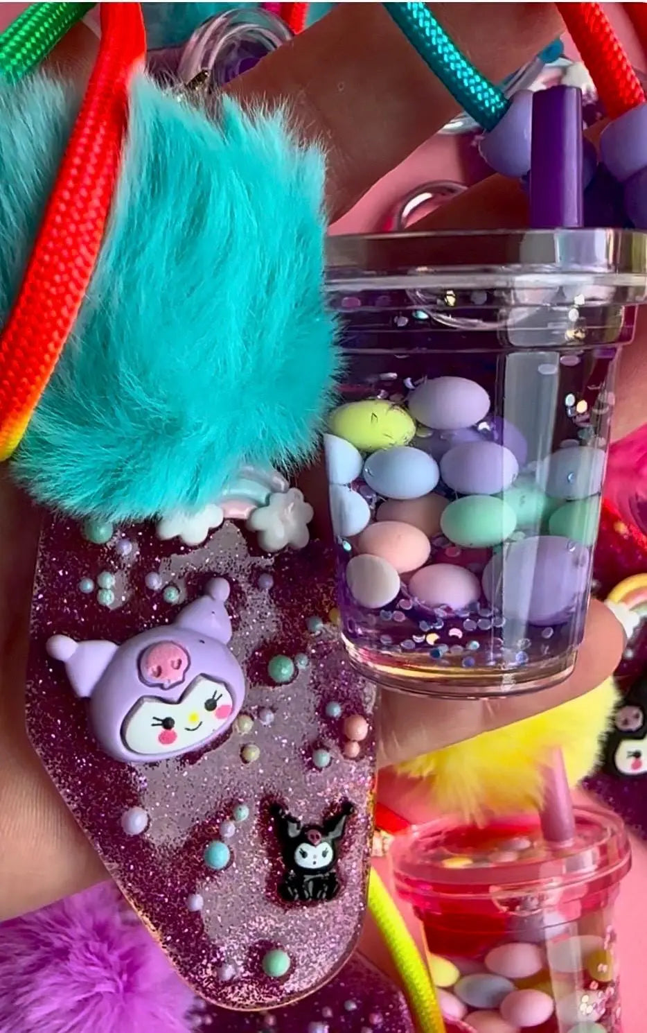 Porte-clés fait main hello kitty et ses amis Kuromi - Creative Paillettes