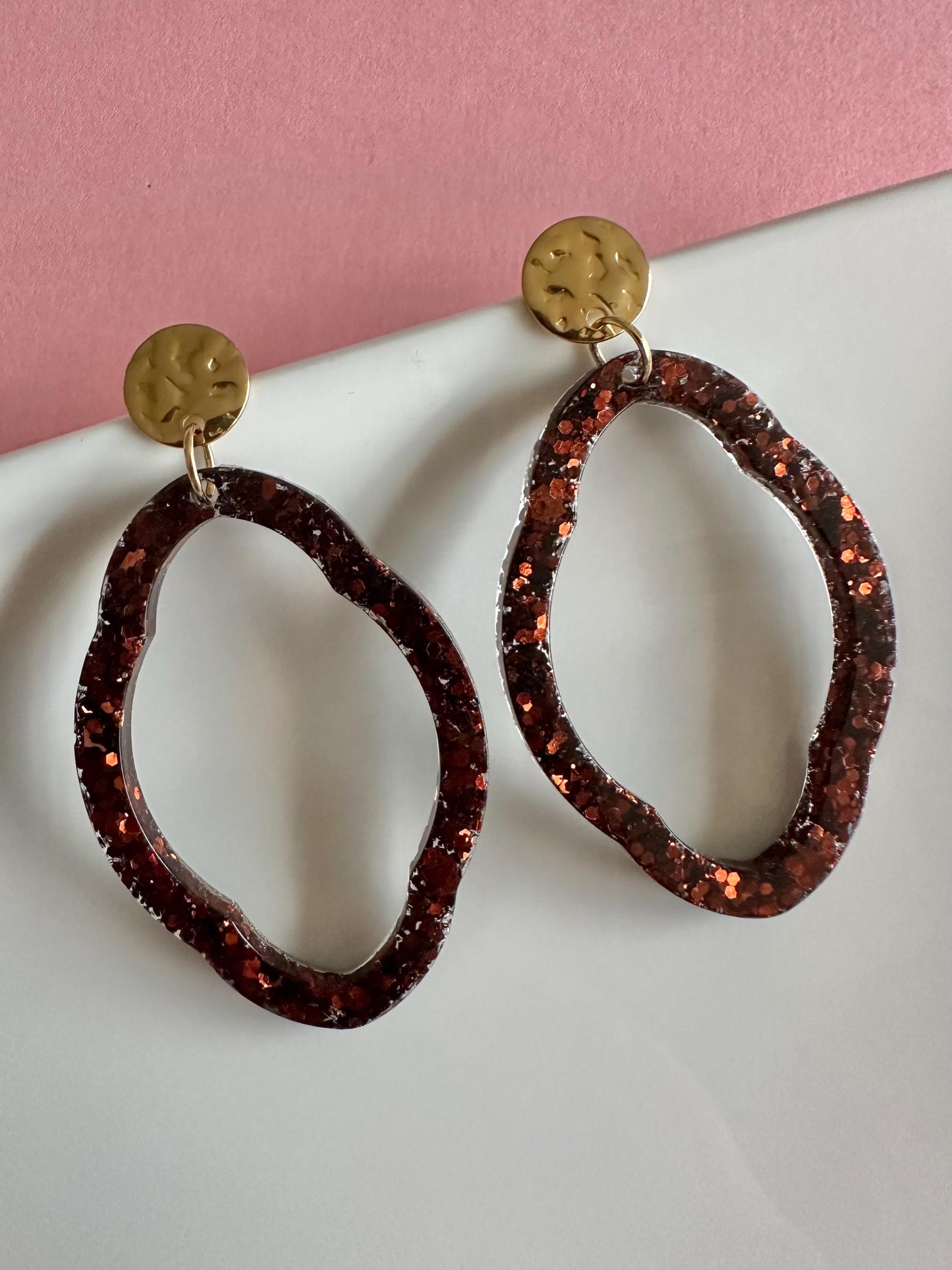 Boucles d’oreilles pendantes à paillettes doré