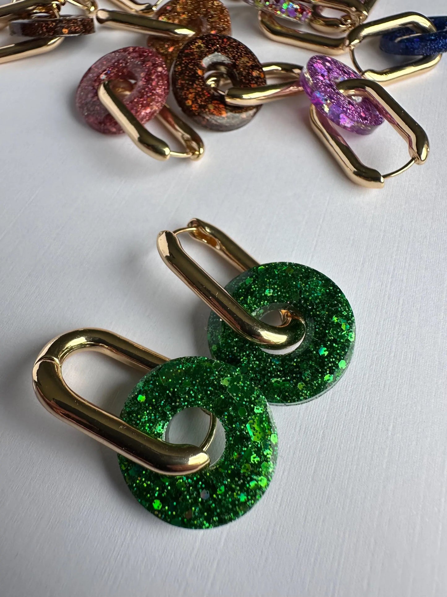 Boucles d’oreille créole rectangulaire rond pailletée - Creative Paillettes