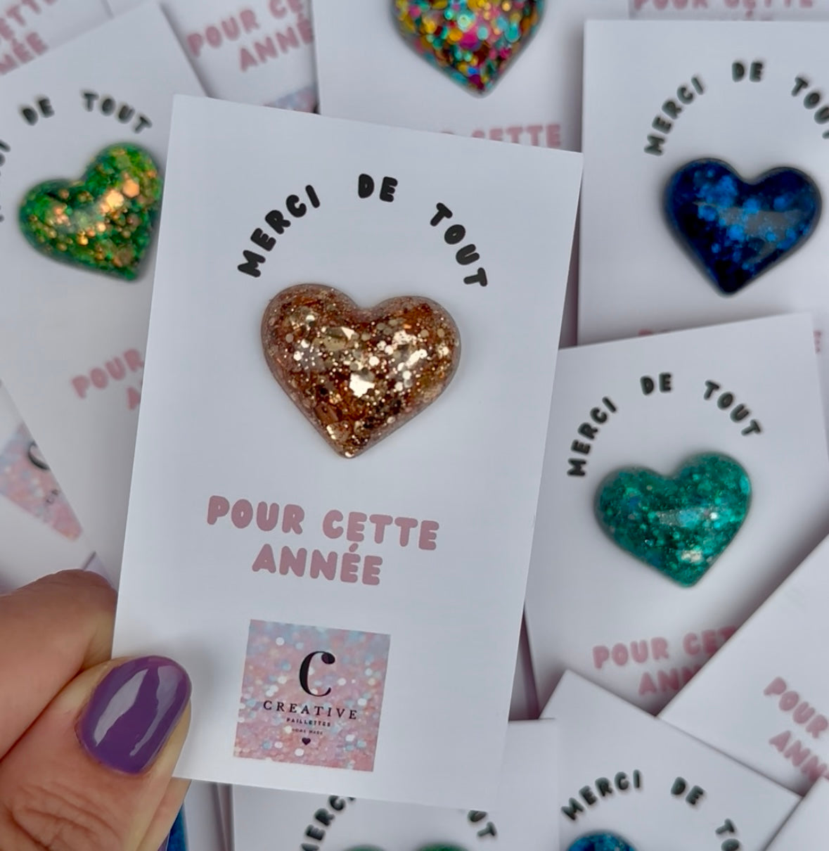Pin’s coeur en résine Or