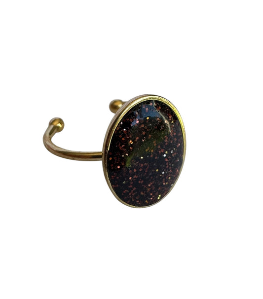 Bague ovale marron Creative Paillettes