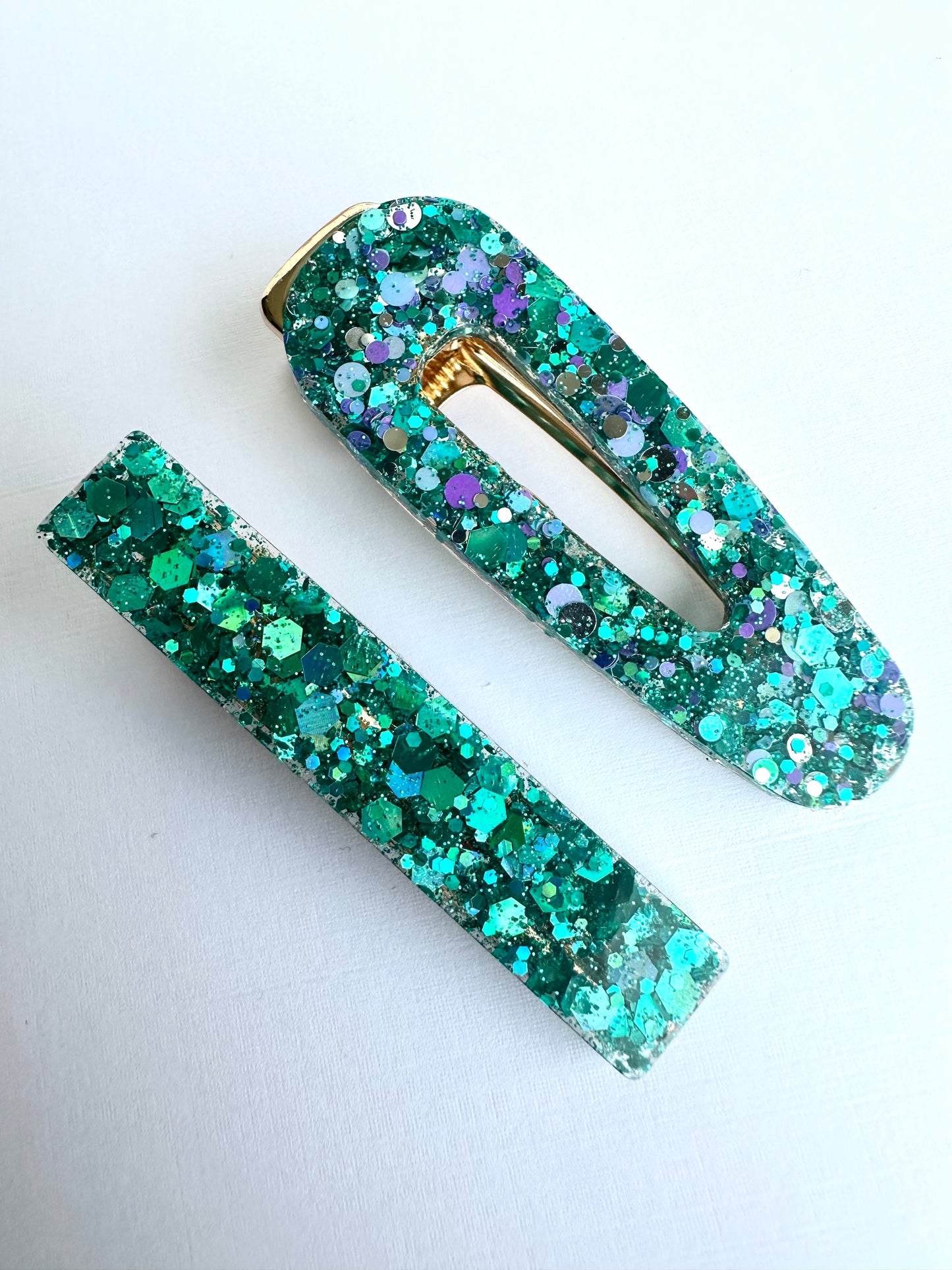 Barrettes en résine et paillettes Foire Creative Paillettes