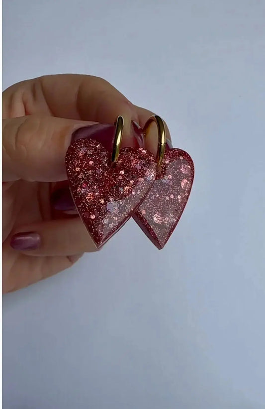 Boucles d'oreille créole coeur pailleté Creative Paillettes