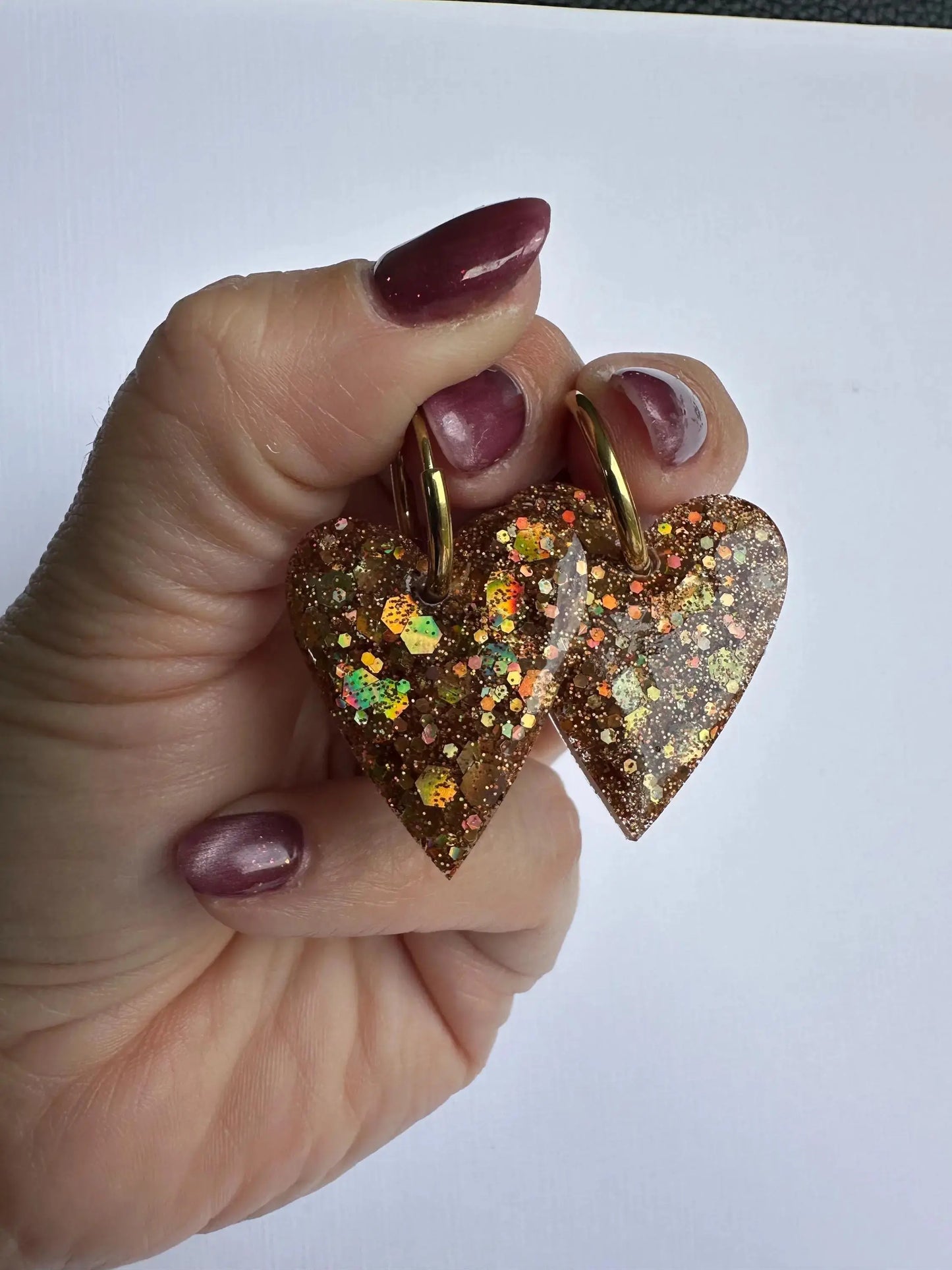 Boucles d'oreille créole coeur pailleté Creative Paillettes