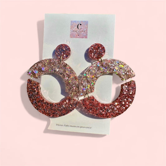 Boucles d’oreilles Éclat Rosée – Bi-color Creative Paillettes