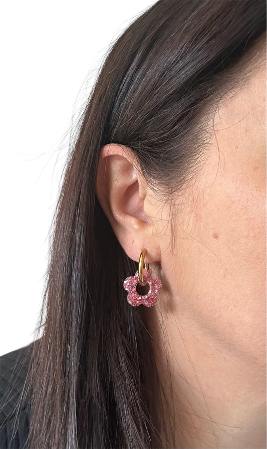 Boucles d’oreilles Fleur créole Blush Poudré Creative Paillettes