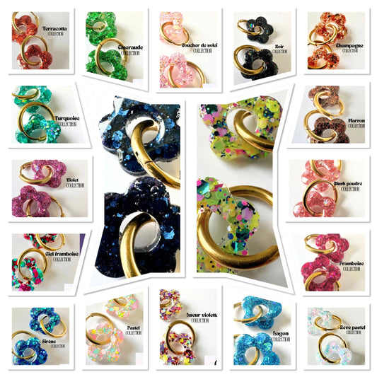 Boucles d’oreilles Fleur créole Coucher Soleil Creative Paillettes