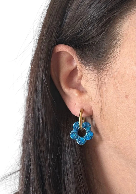 Boucles d’oreilles Fleur créole Lagon Creative Paillettes