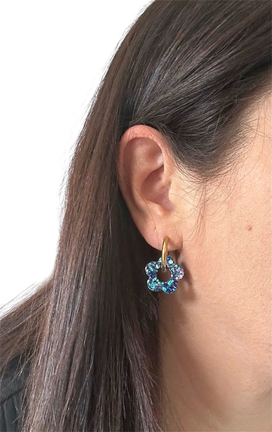Boucles d’oreilles Fleur créole Sirène Creative Paillettes