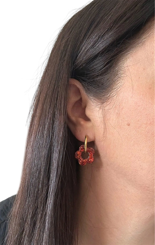 Boucles d’oreilles Fleur créole Terracotta Creative Paillettes