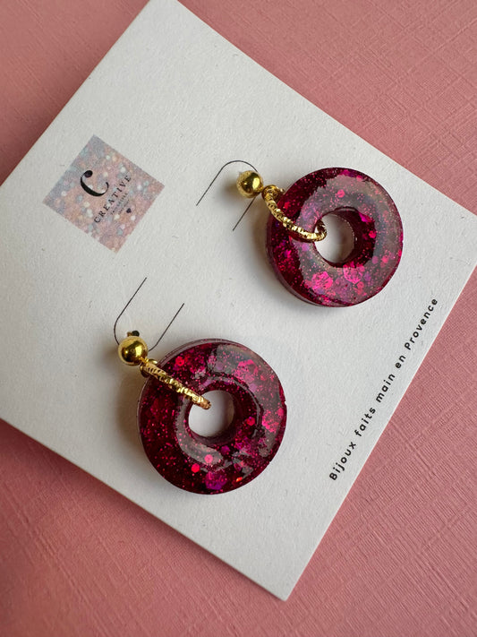 Boucles d’oreille rond pailletée