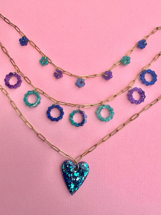 Collier en Coeur résine Creative Paillettes