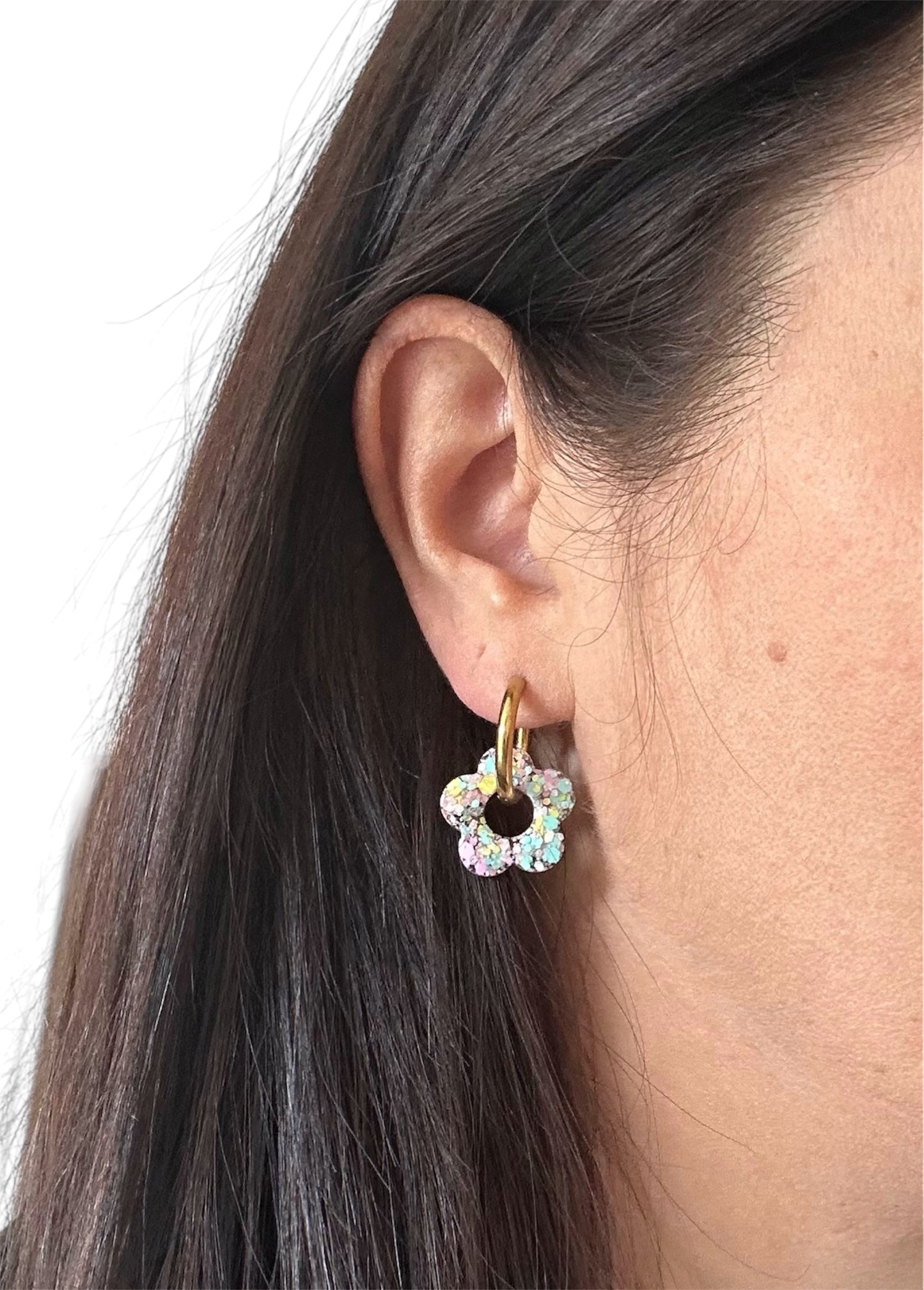 Boucles d’oreilles Fleur créole trio Pastel