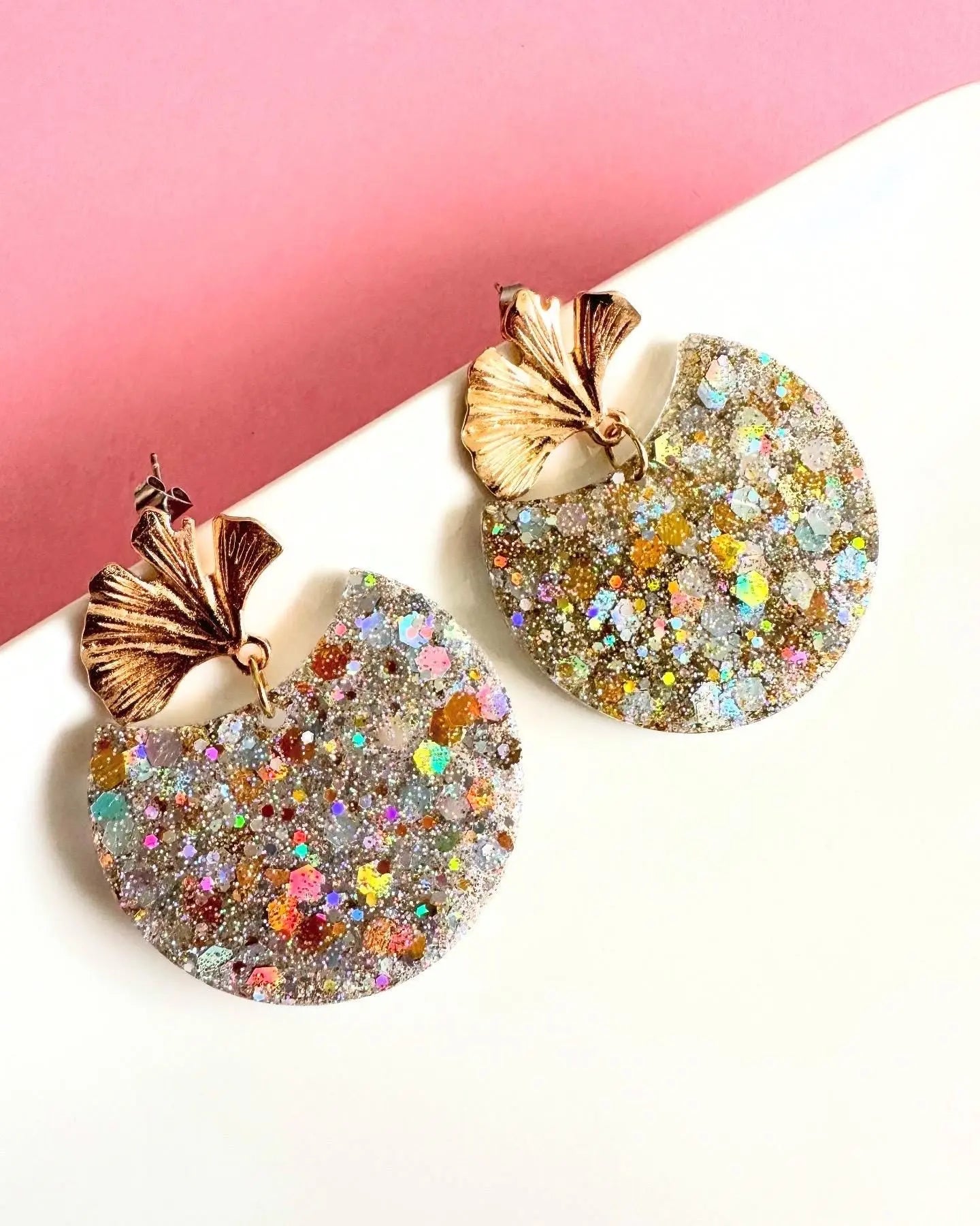 Boucles d’oreilles pendantes à paillettes doré et argent - Creative Paillettes