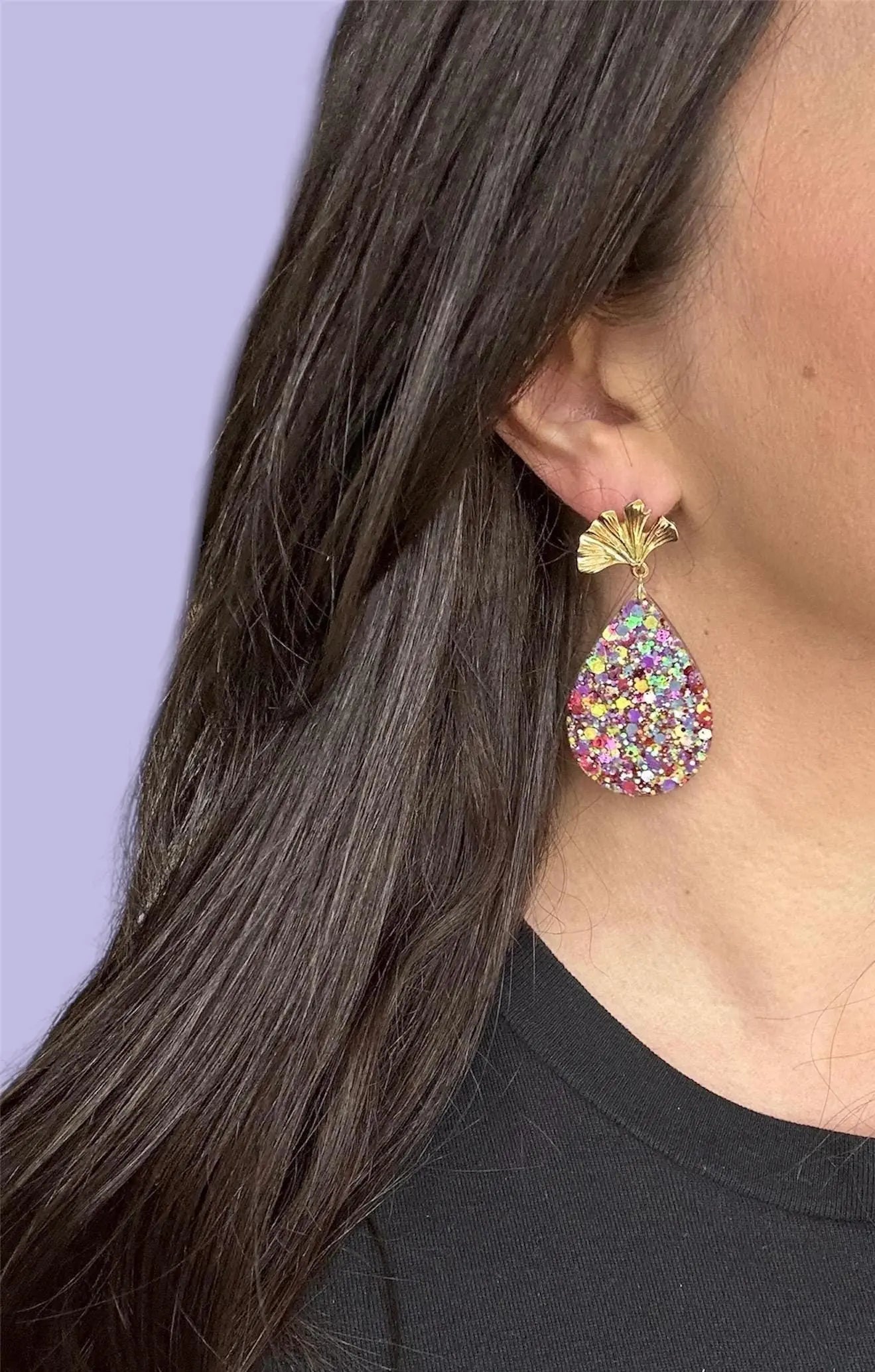 Boucles d’oreilles pendantes en forme de goutte - Creative Paillettes