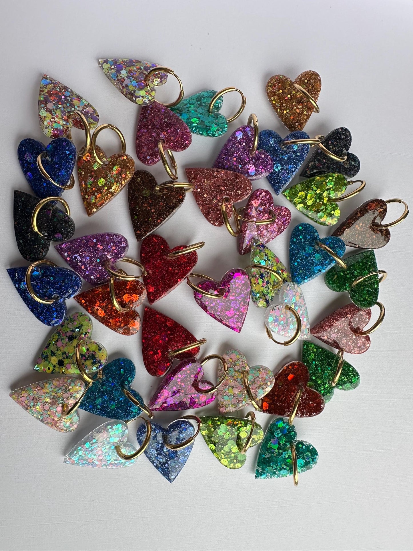 Boucles d'oreille créole coeur pailleté