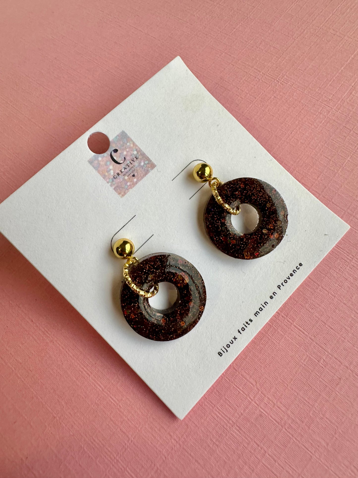 Boucles d’oreille rond pailletée