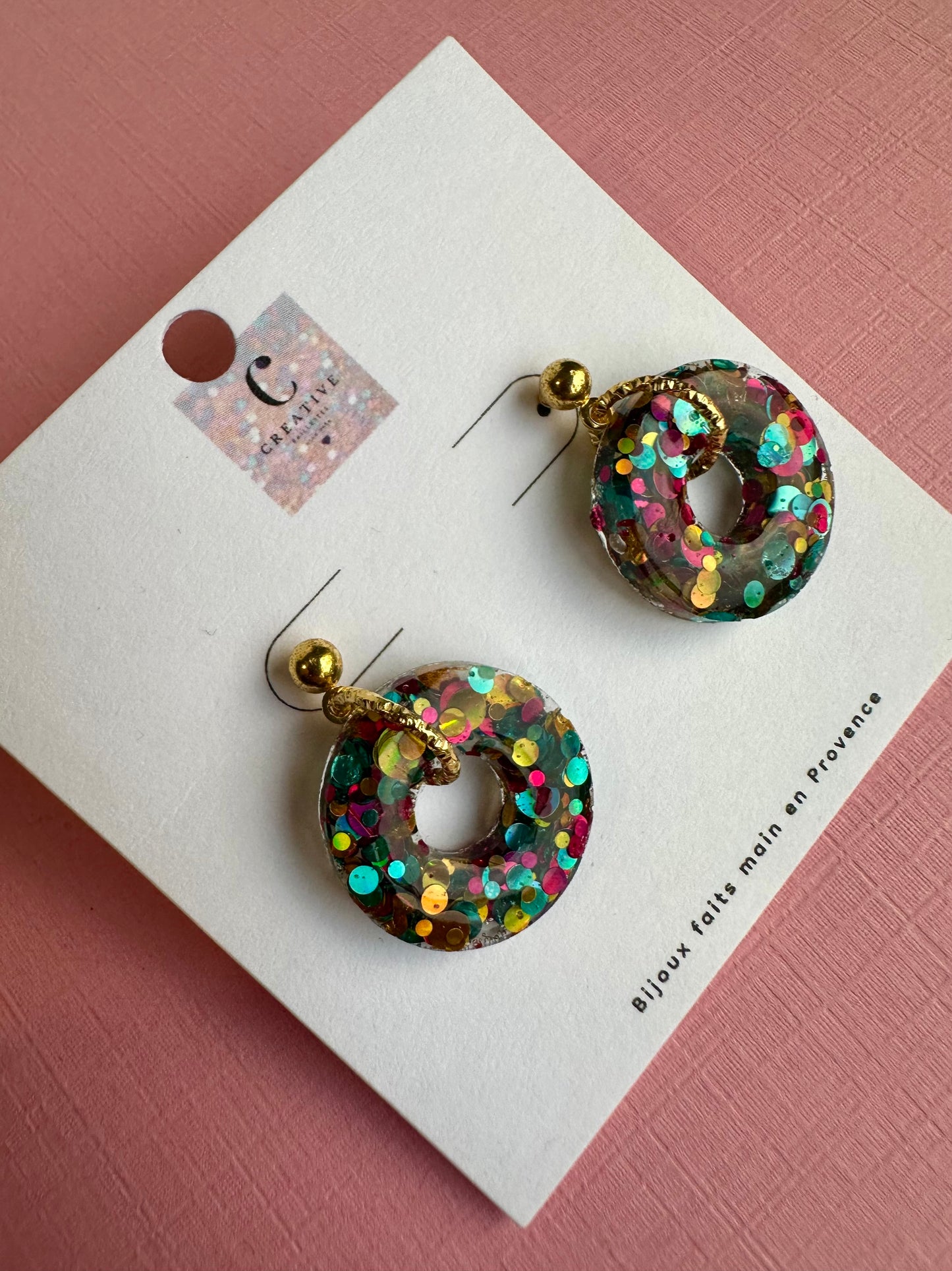 Boucles d’oreille rond pailletée