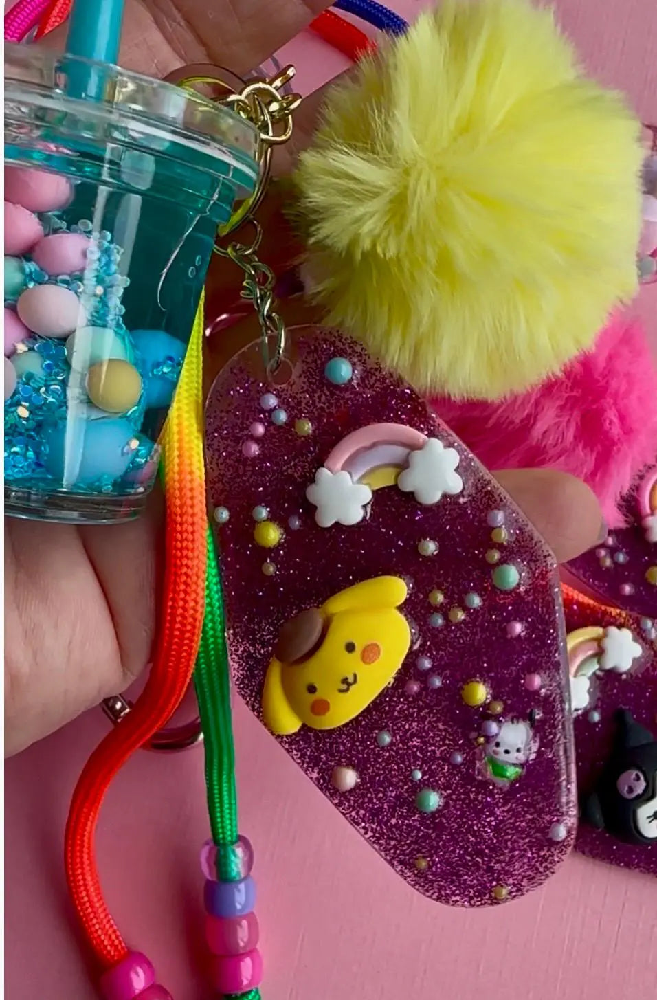 Porte-clés fait main hello kitty et ses amis Kuromi - Creative Paillettes