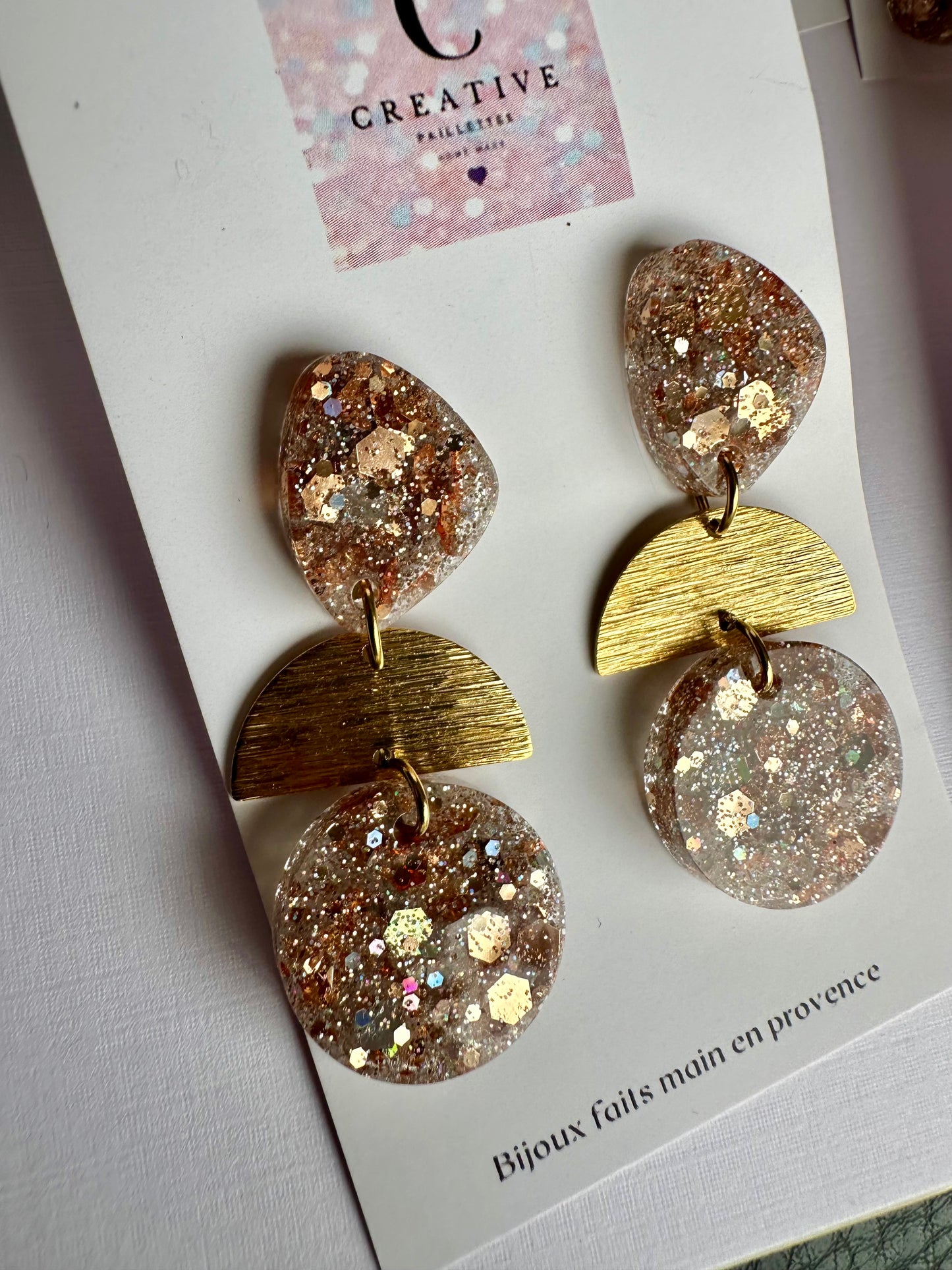 Boucles d'Oreilles Éclat de Fête Champagne