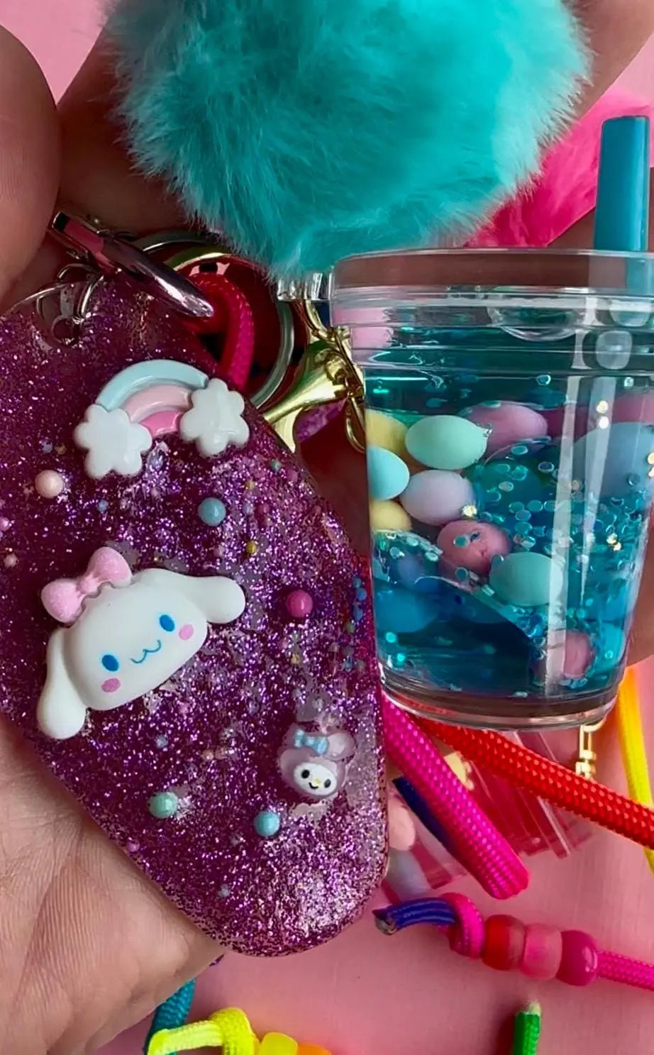 Porte-clés fait main hello kitty et ses amis Kuromi - Creative Paillettes