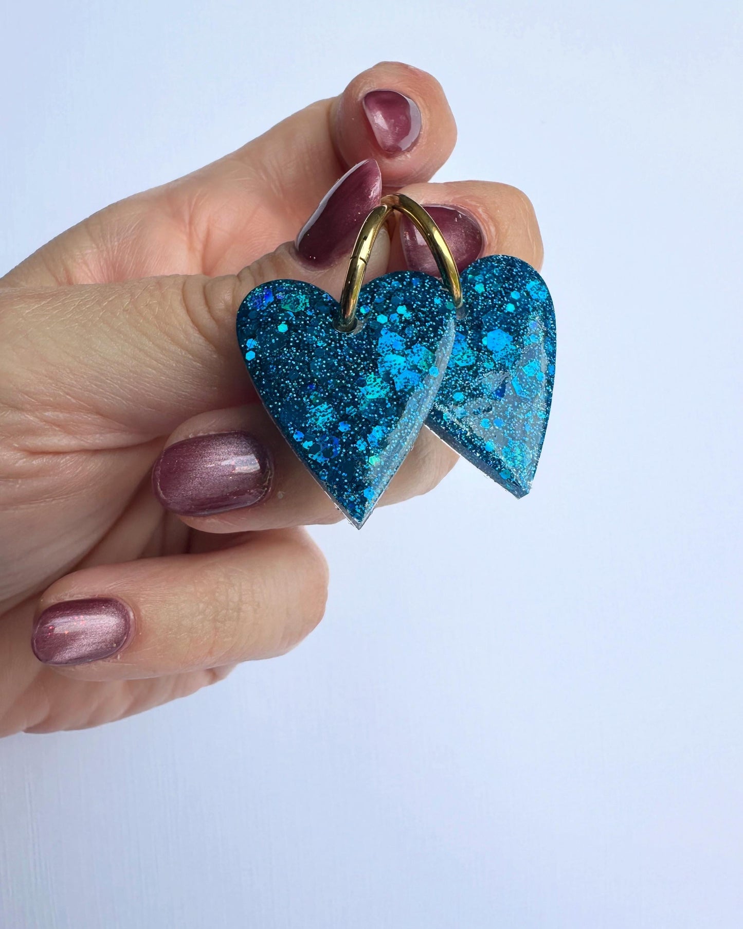 Boucles d'oreille créole coeur pailleté