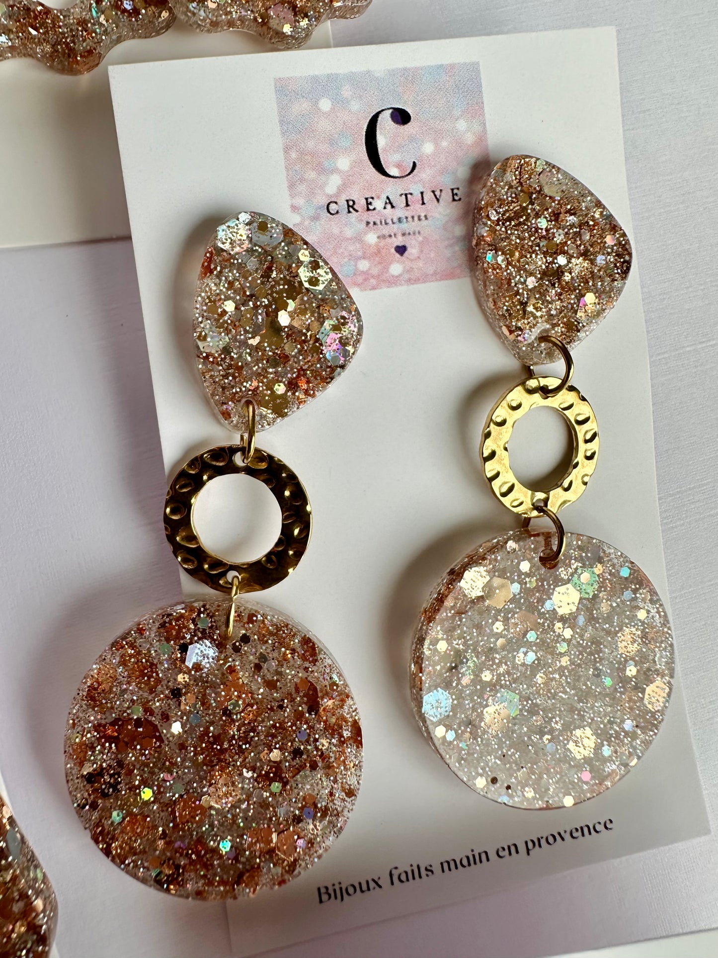 Boucles d'Oreilles Éclat de Fête Champagne