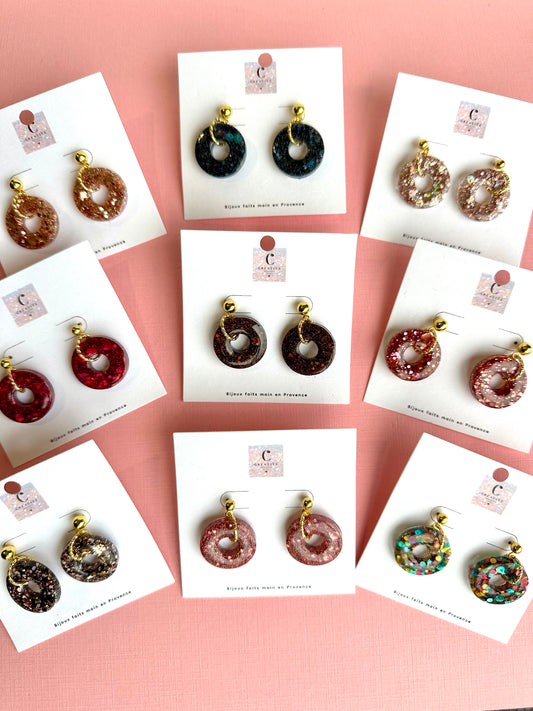 Boucles d’oreille rond pailletée