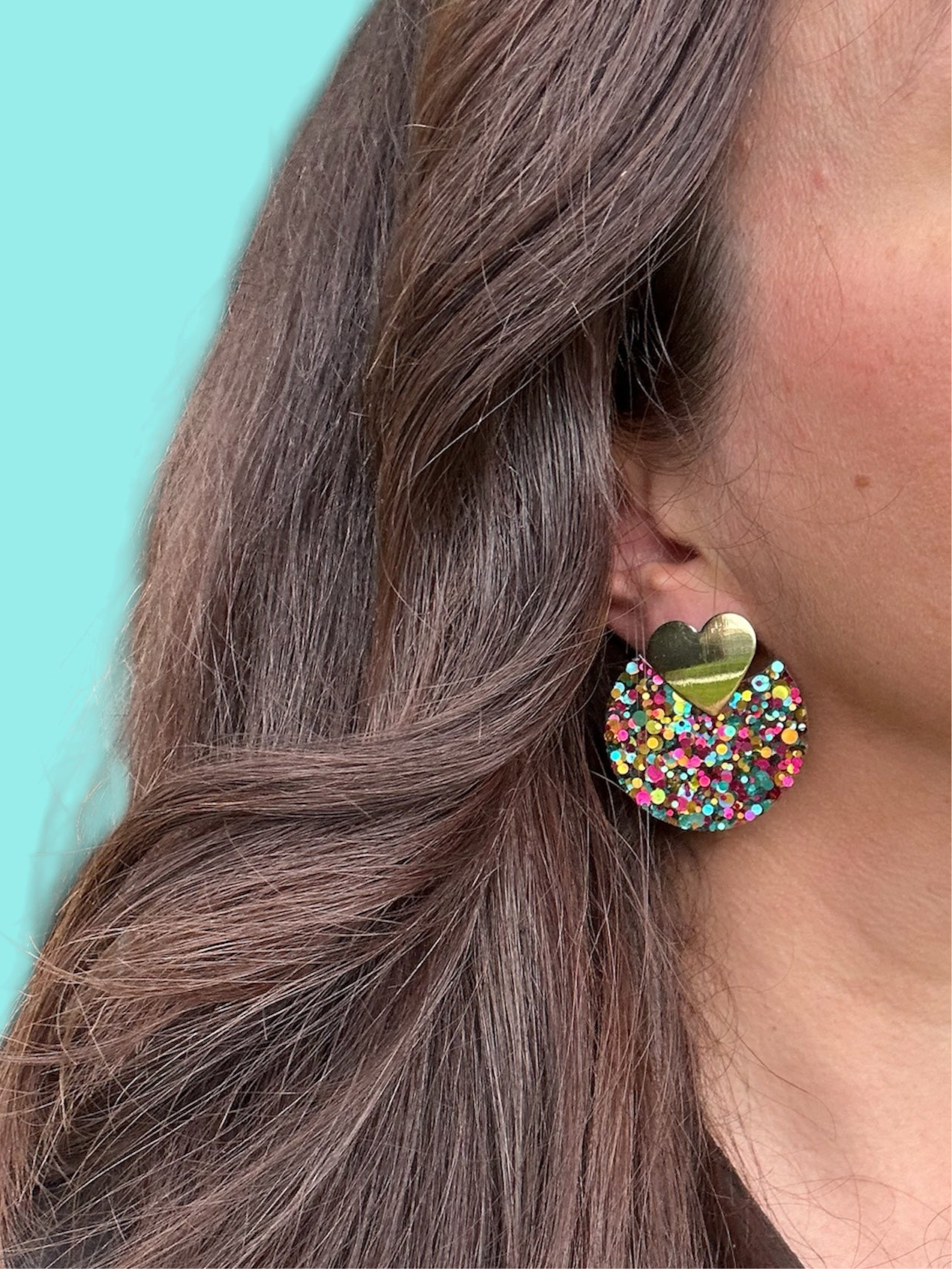 Boucles d’oreilles cœur de Lune multicolore