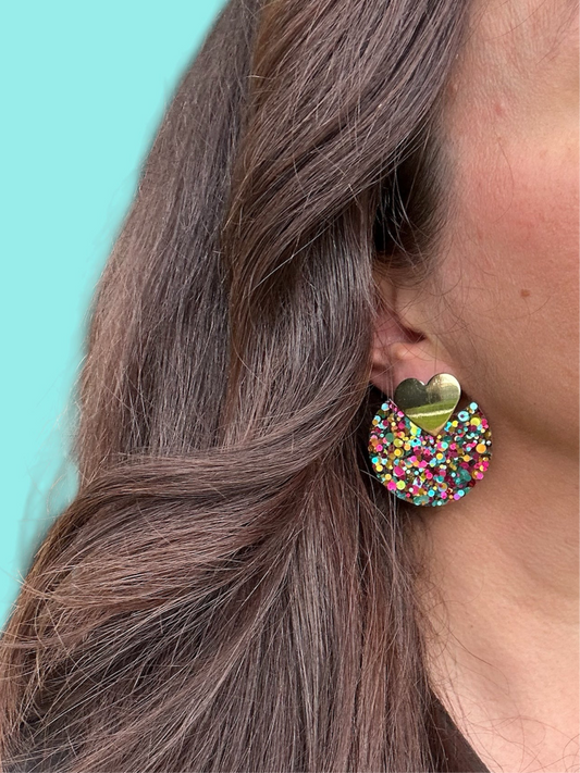 Boucles d’oreilles cœur de Lune multicolore