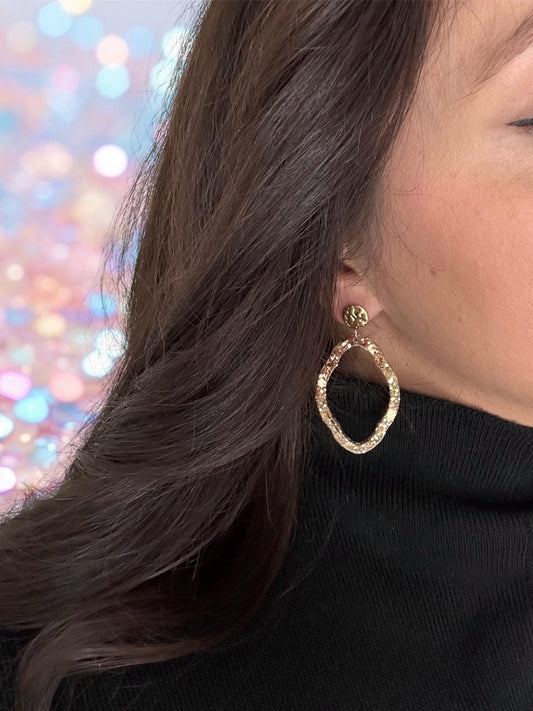 Boucles d’oreilles pendantes à paillettes doré