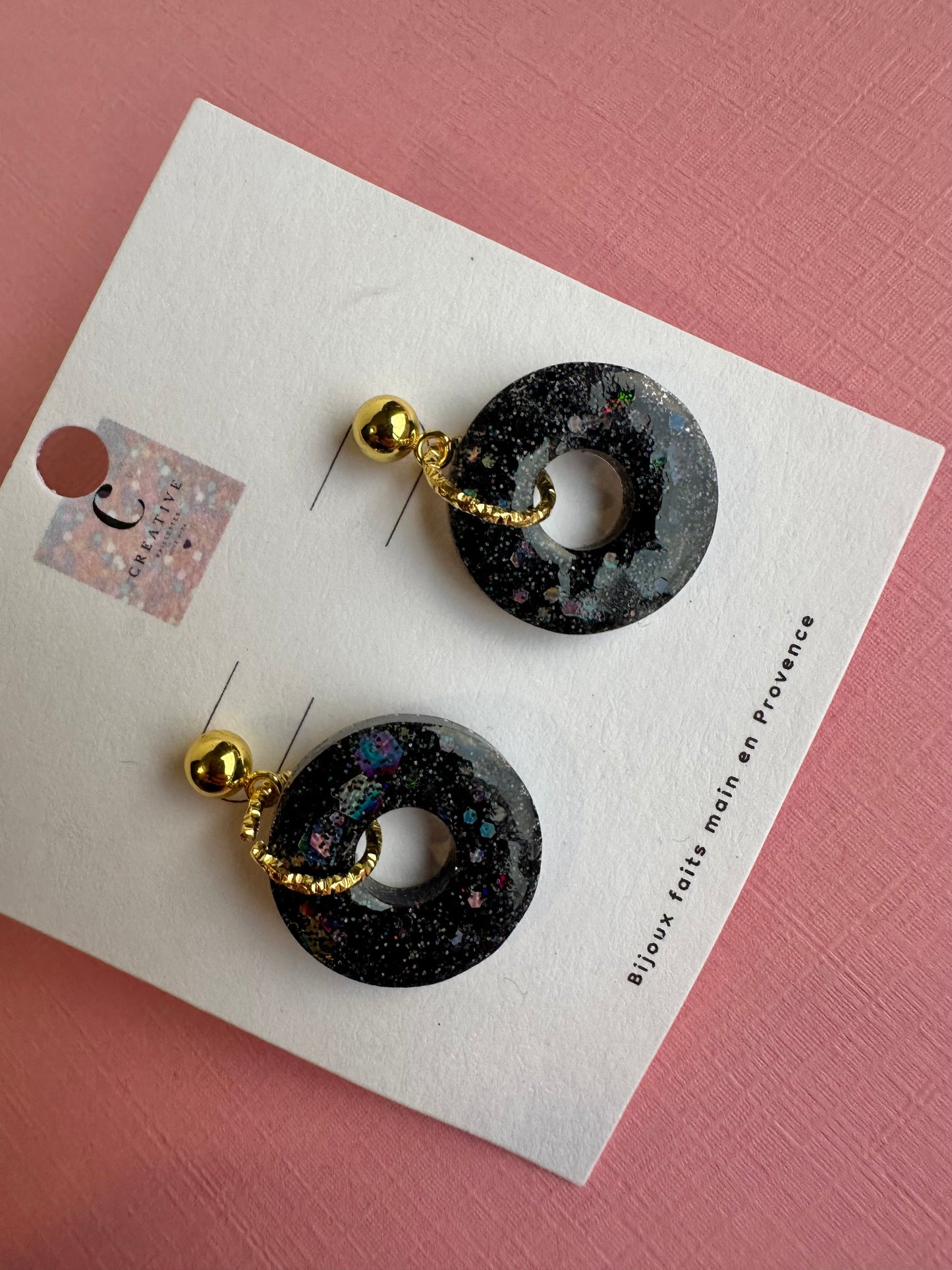 Boucles d’oreille rond pailletée