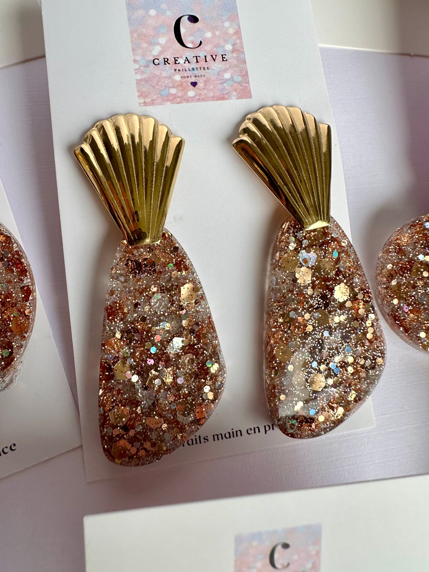 Boucles d'Oreilles Éclat de Fête Champagne