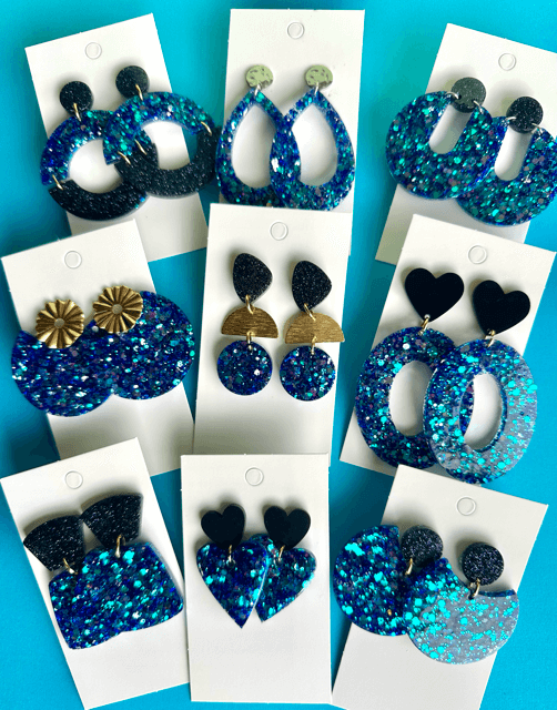 Boucles d'Oreilles Éclat de Fête - Bleu Pailleté Chic