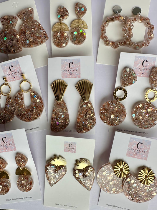 Boucles d'Oreilles Éclat de Fête Champagne