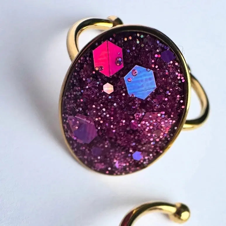 Bague ovale à paillettes Creative Paillettes