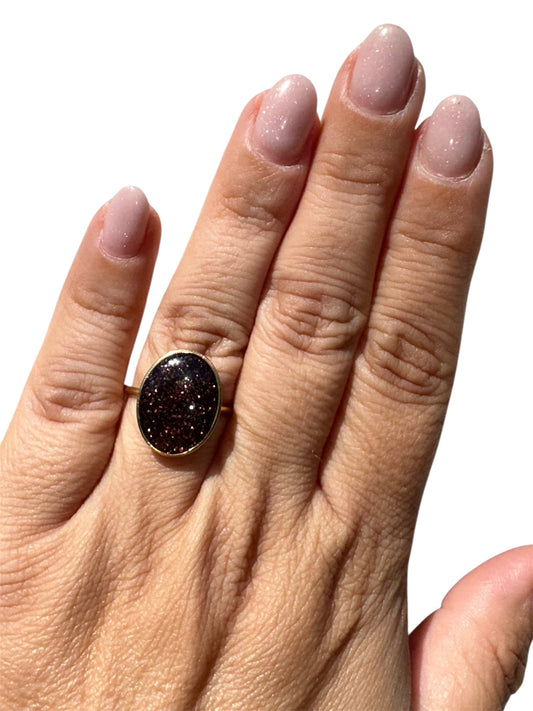 Bague ovale marron Creative Paillettes