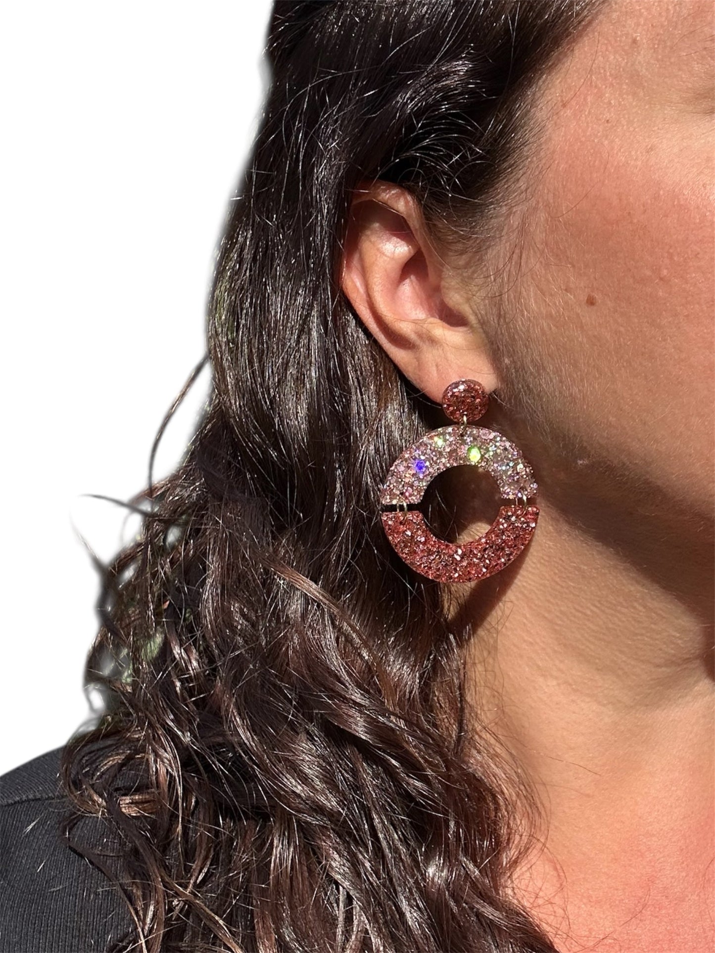 Boucles d’oreilles Éclat Rosée – Bi-color Creative Paillettes