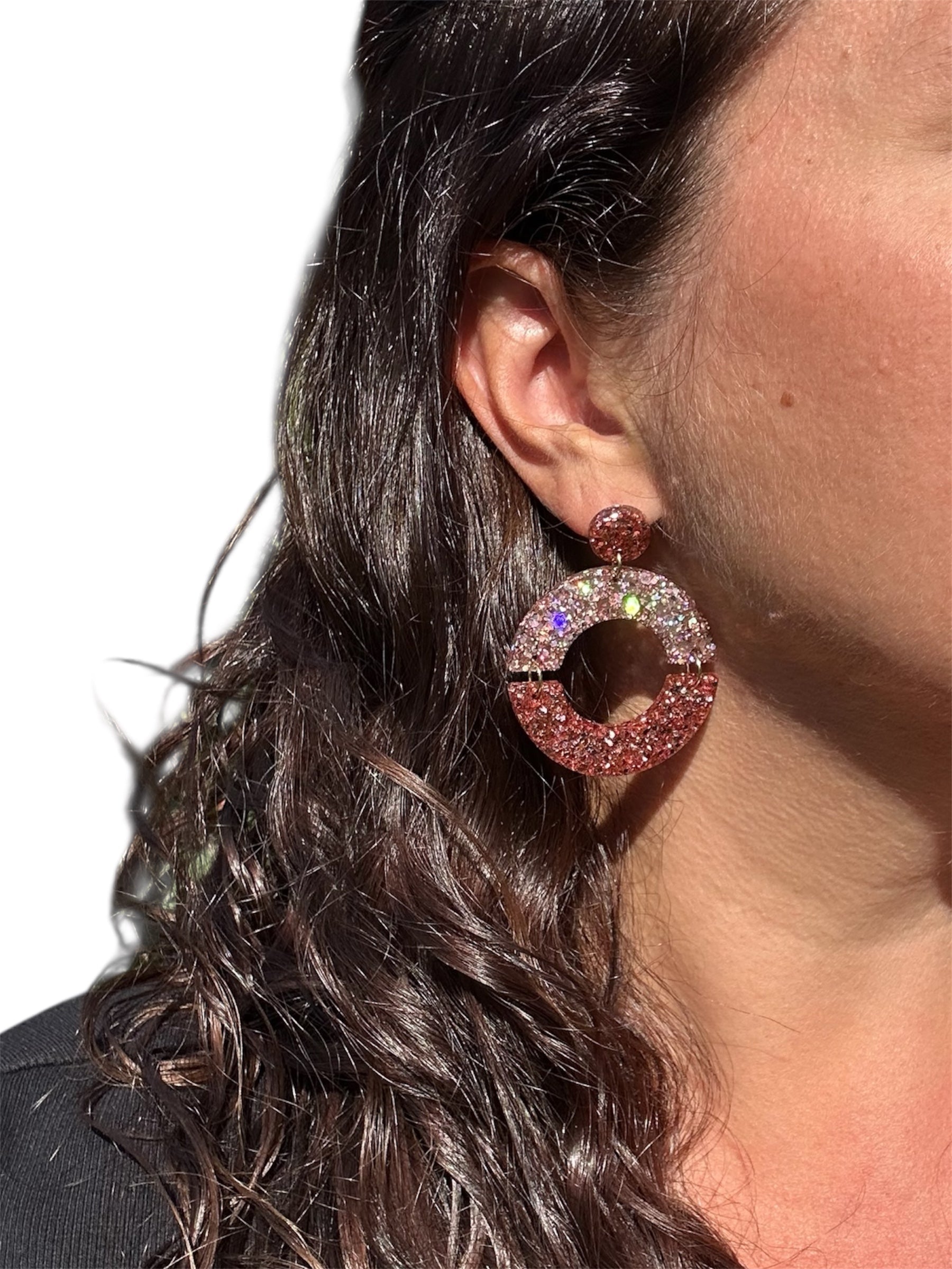Boucles d’oreilles Éclat Rosée – Bi-color Creative Paillettes