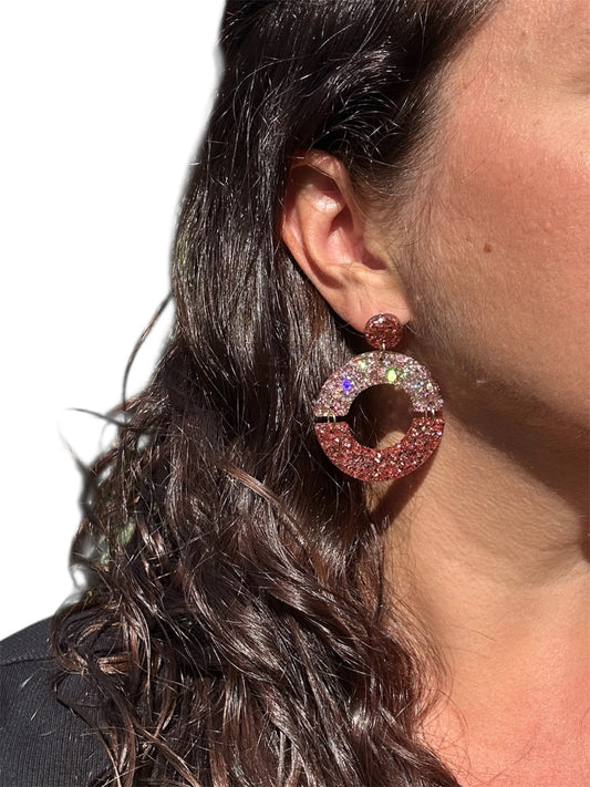 Boucles d’oreilles Éclat Rosée – Bi-color Creative Paillettes