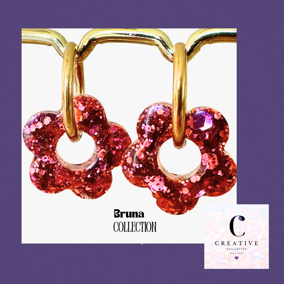 Boucles d’oreilles Fleur créole Bruna Creative Paillettes
