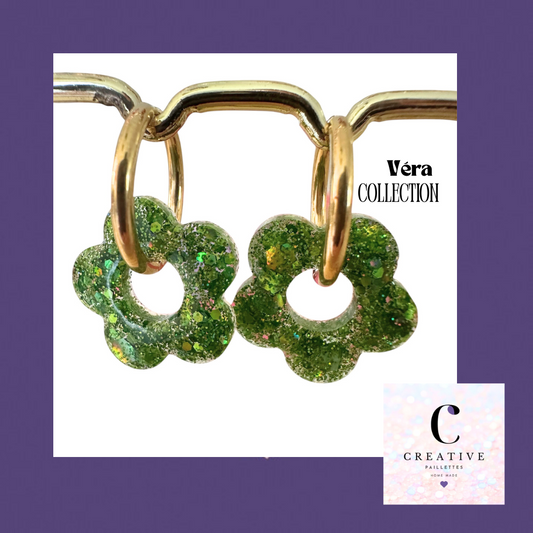 Boucles d’oreilles Fleur créole Véra Creative Paillettes