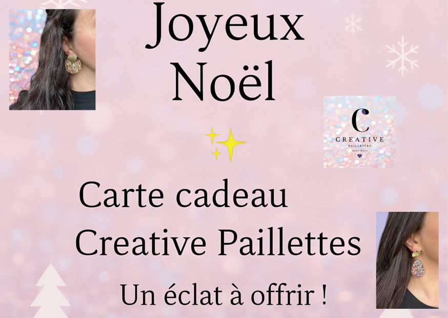 Carte cadeau Noël – Offrez un cadeau unique sur Creative Paillettes