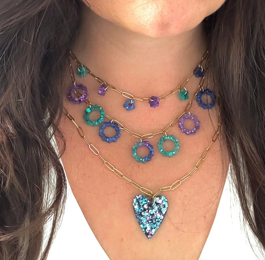Collier en Coeur résine Creative Paillettes