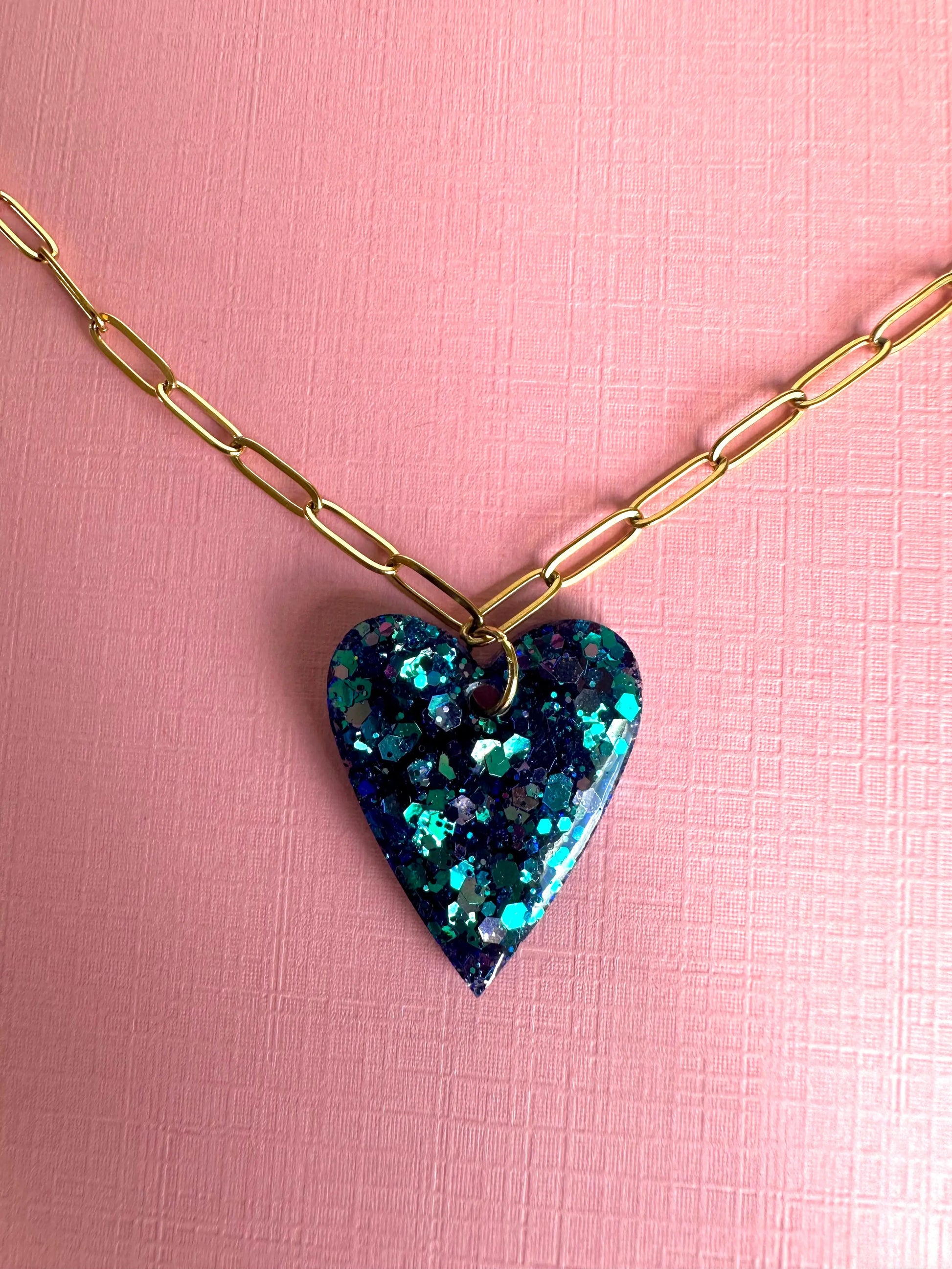 Collier en Coeur résine Creative Paillettes
