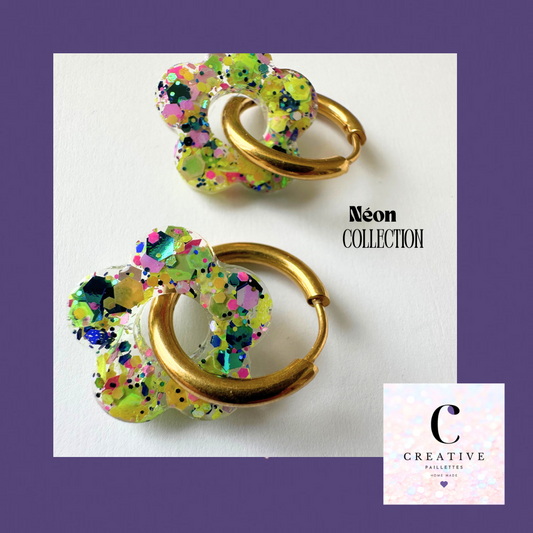 Boucles d’oreilles Fleur créole Neon