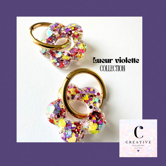 Boucles d’oreilles Fleur créole Lueur Violette