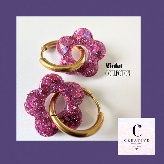 Boucles d’oreilles Fleur créole Violet