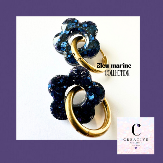 Boucles d’oreilles Fleur créole Bleu Marine