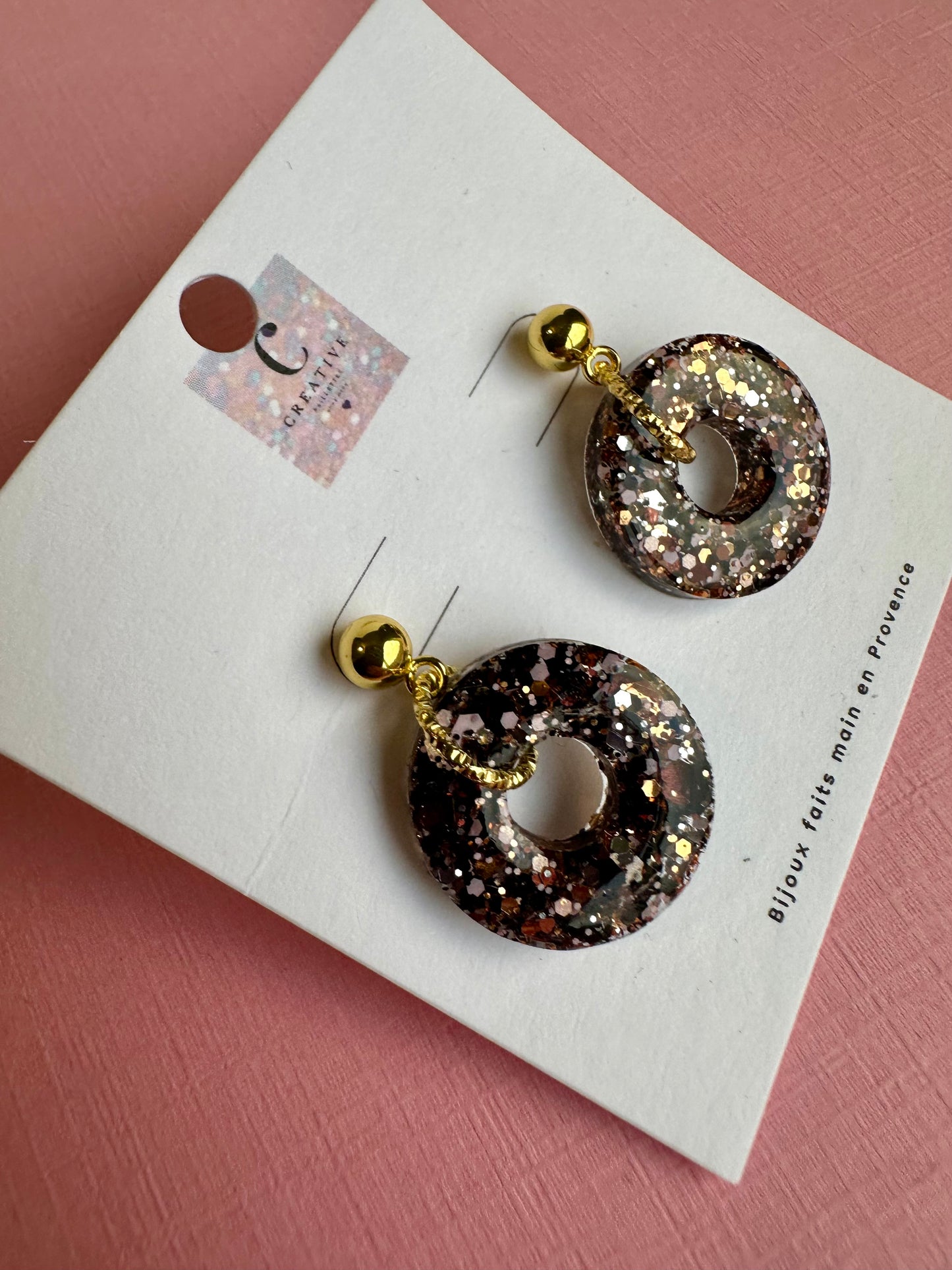 Boucles d’oreille rond pailletée